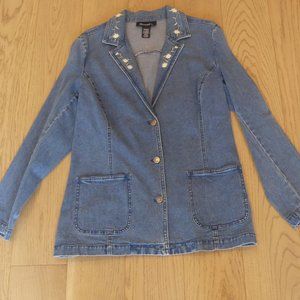 Denim & Co Flowers Vintage Blue Medium Denim Jacket
